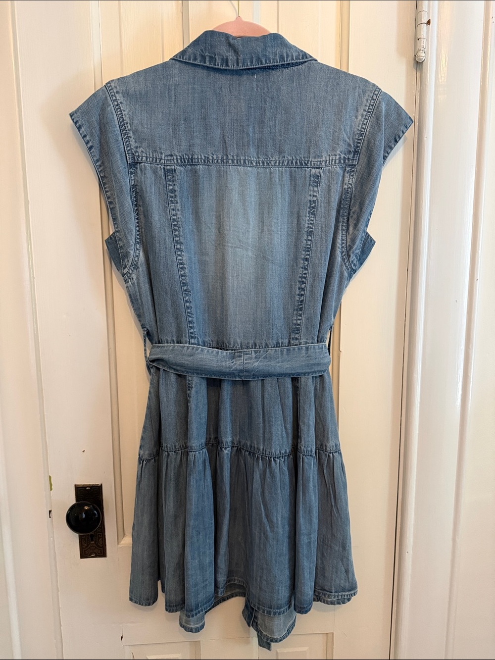 Elan Denim Shirt Dress with Tie Waist - Blue - Picture 2 of 3